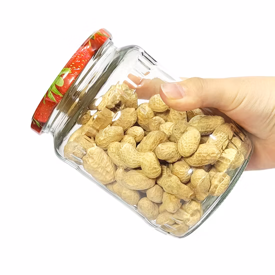 Recycled Wide Mouth 16oz 22oz Canning Pickle Honey Food Storage Glass Jar with Metal Lids