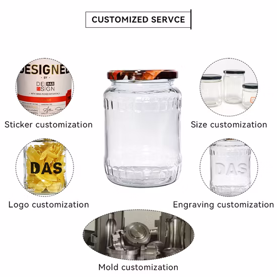 リサイクル広口 16 オンス 22 オンスの缶詰ピクルス蜂蜜食品保存ガラス瓶金属蓋付き